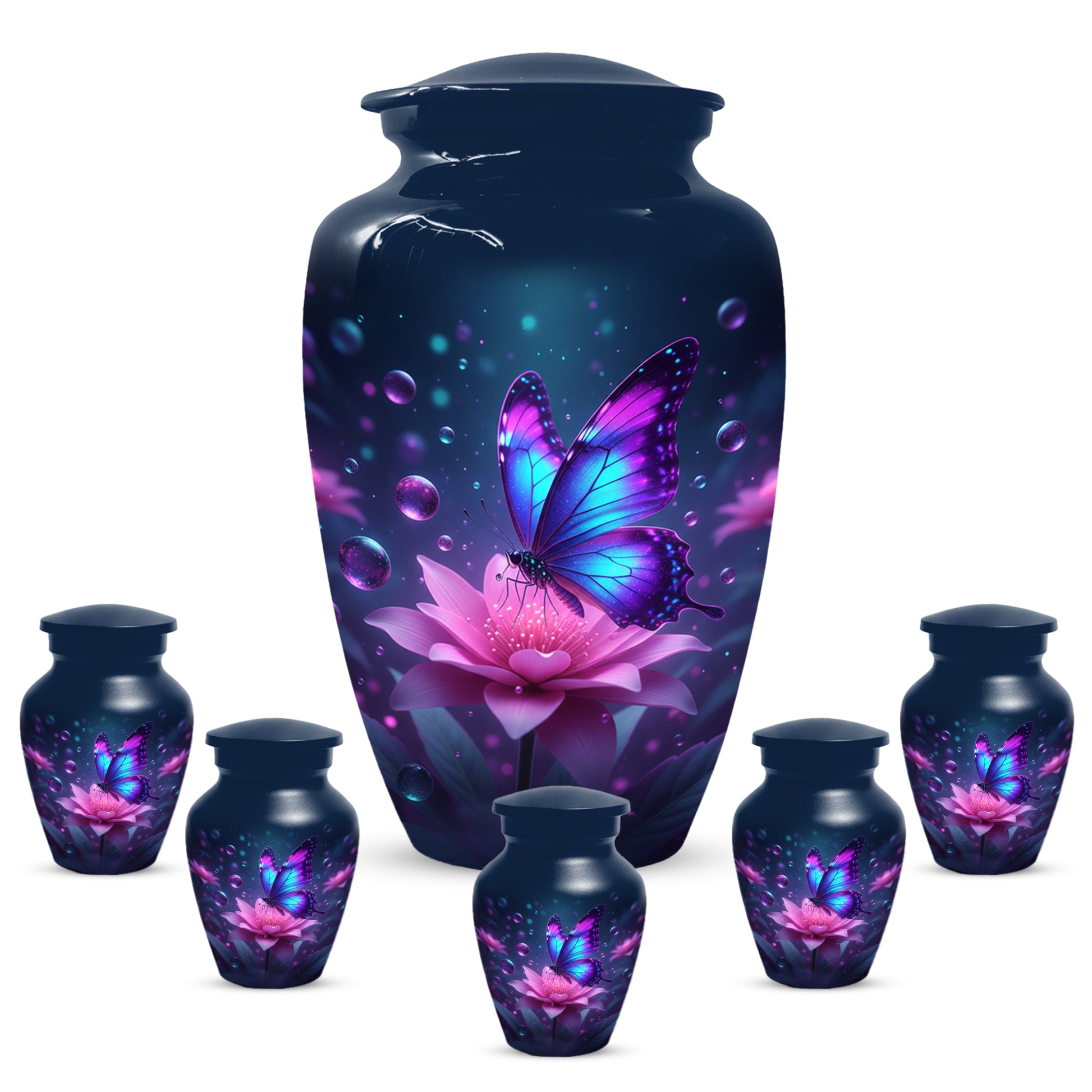 Blue and Pink Butterfly Urn for Human Ashes | Beautiful Butterfly Adult Cremation Urn