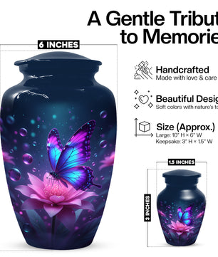 Blue and Pink Butterfly Urn for Human Ashes | Beautiful Butterfly Adult Cremation Urn