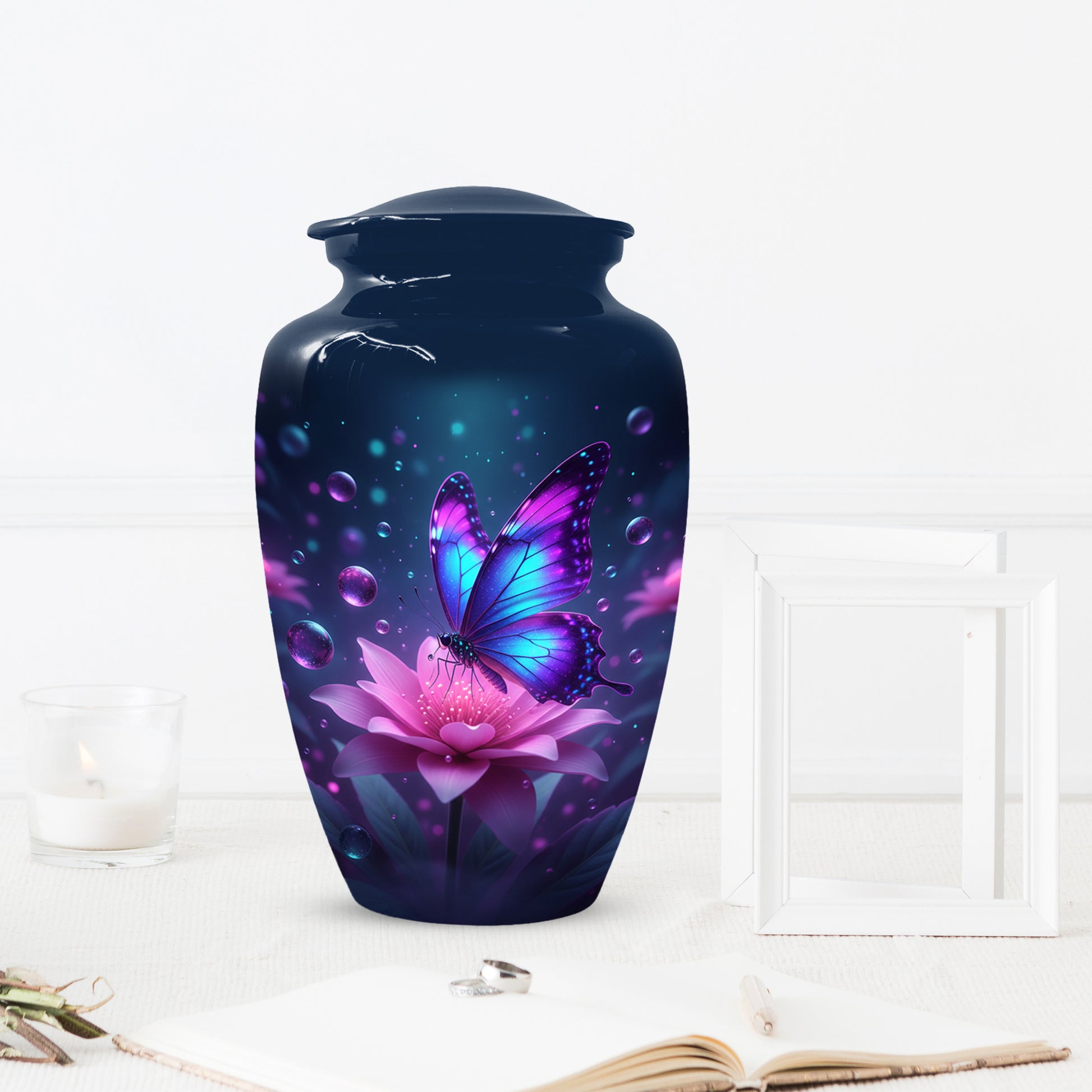 Blue and Pink Butterfly Urn for Human Ashes | Beautiful Butterfly Adult Cremation Urn