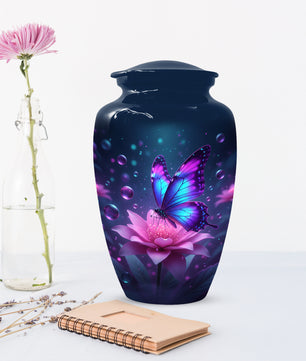 Blue and Pink Butterfly Urn for Human Ashes | Beautiful Butterfly Adult Cremation Urn