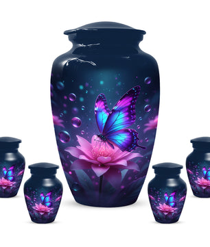 Blue and Pink Butterfly Urn for Human Ashes | Beautiful Butterfly Adult Cremation Urn