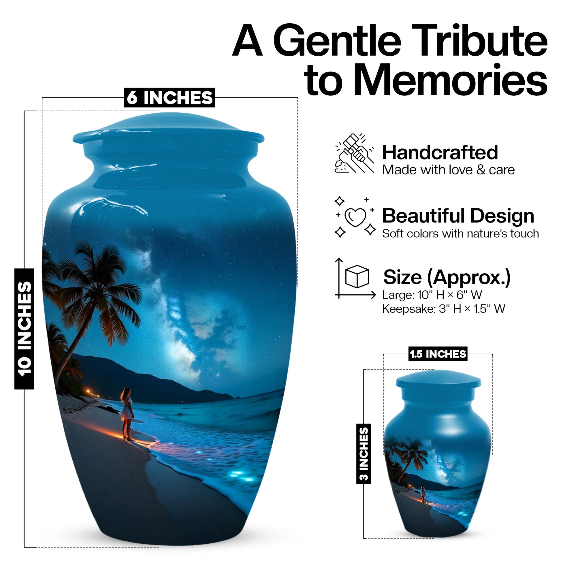 Tropical Beach Urn for Mom – Personalized Urn for Mom| Beautiful Cremation Urns for Women