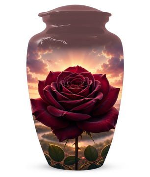 Red Rose Cremation Urn for Ashes - Personalized Floral Memorial for Mom
