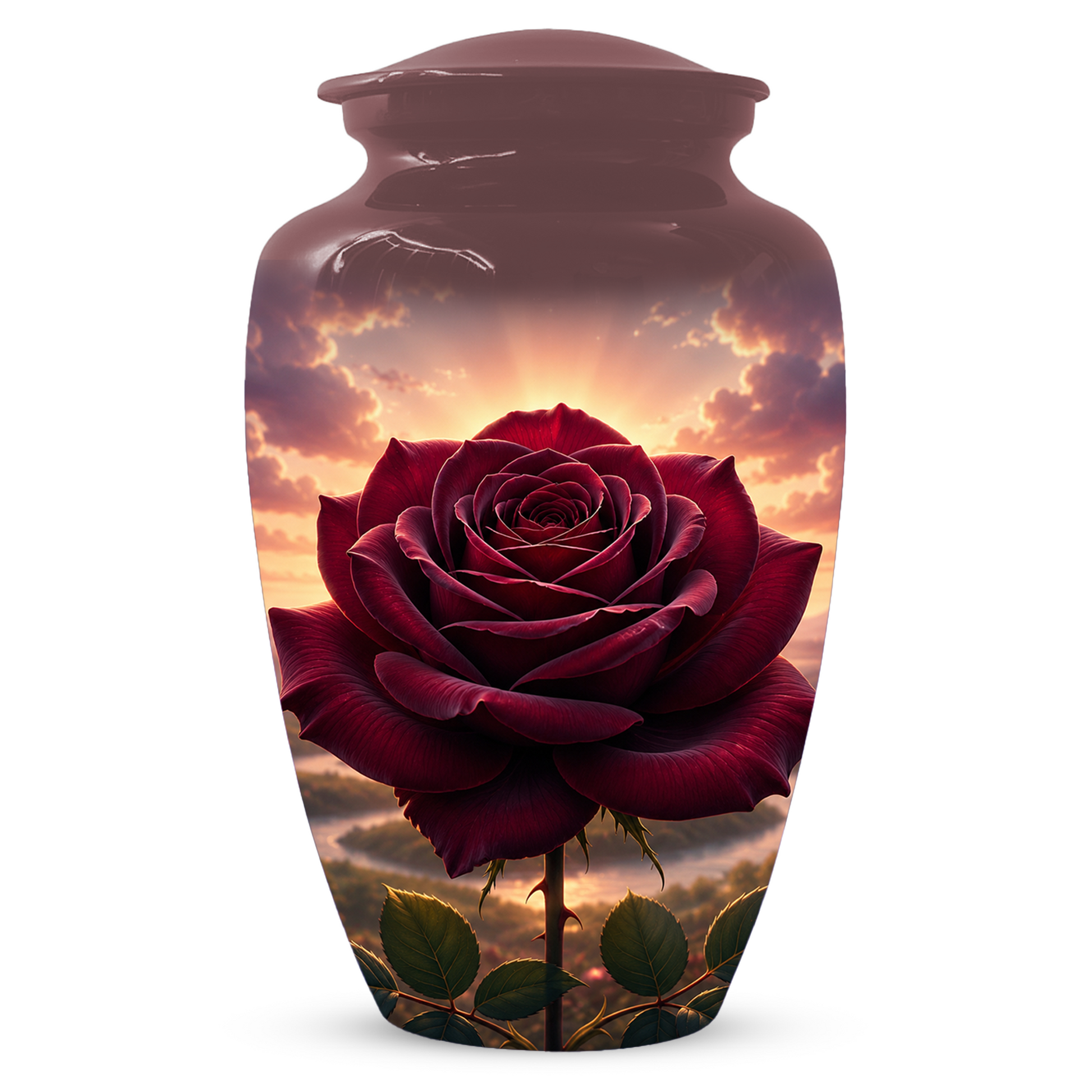 Red Rose Cremation Urn for Ashes - Personalized Floral Memorial for Mom