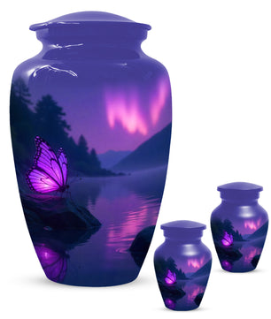 Purple Butterfly Purple Urn for Human Ashes | Elegant Purple Butterfly Cremation Urn for Adult Ashes