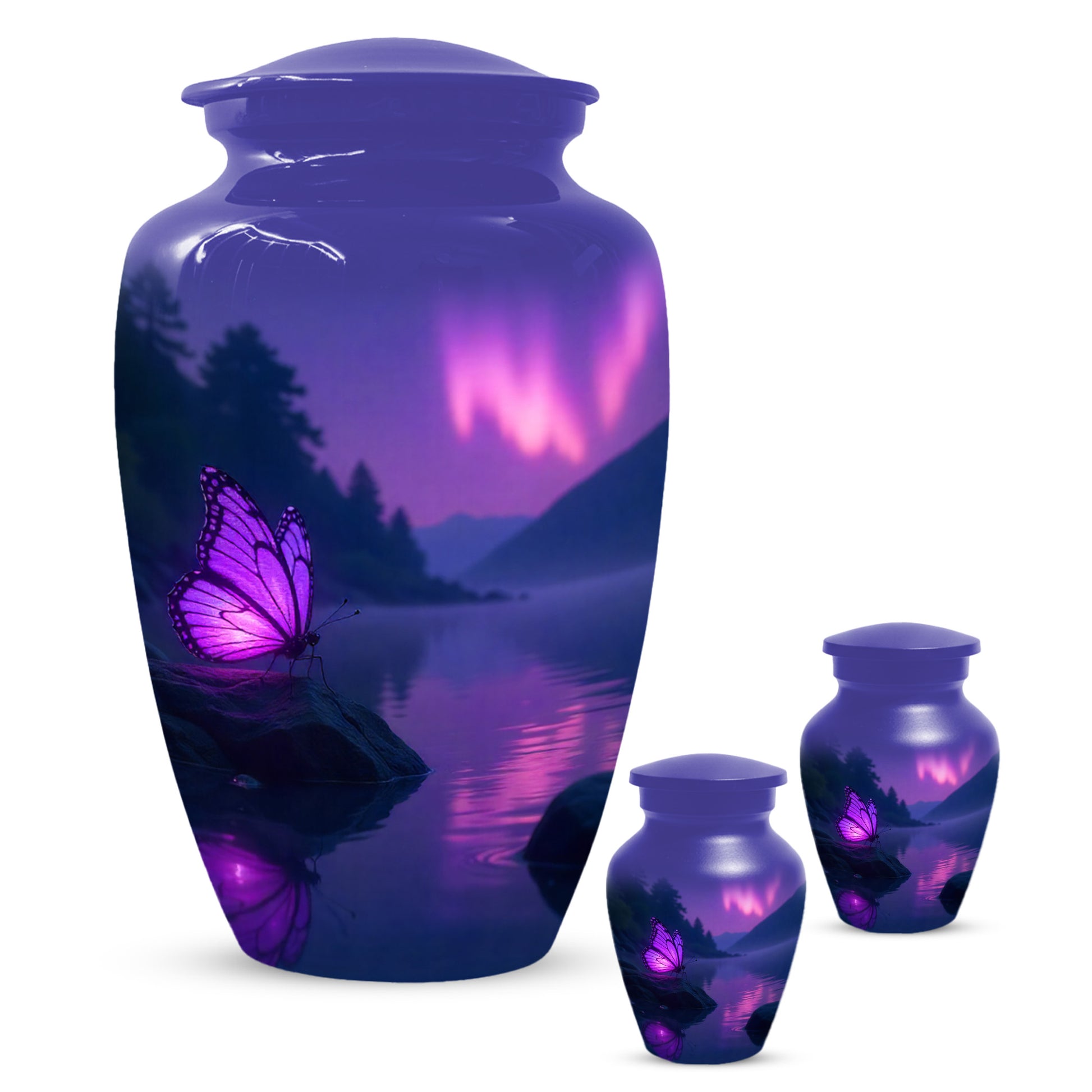 Purple Butterfly Purple Urn for Human Ashes | Elegant Purple Butterfly Cremation Urn for Adult Ashes