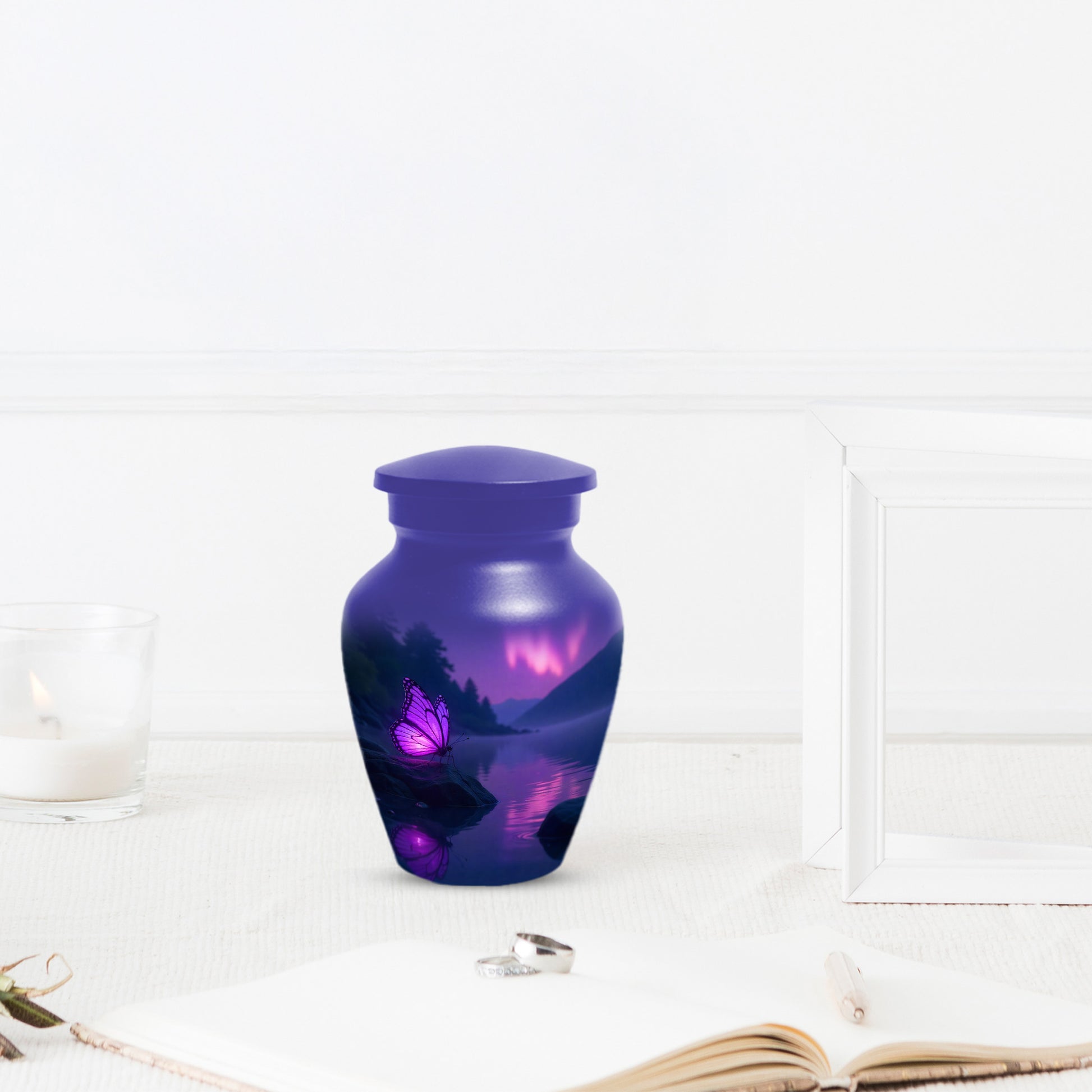 Purple Butterfly Purple Urn for Human Ashes | Elegant Purple Butterfly Cremation Urn for Adult Ashes
