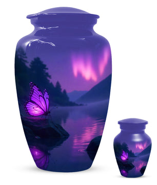 Purple Butterfly Purple Urn for Human Ashes | Elegant Purple Butterfly Cremation Urn for Adult Ashes