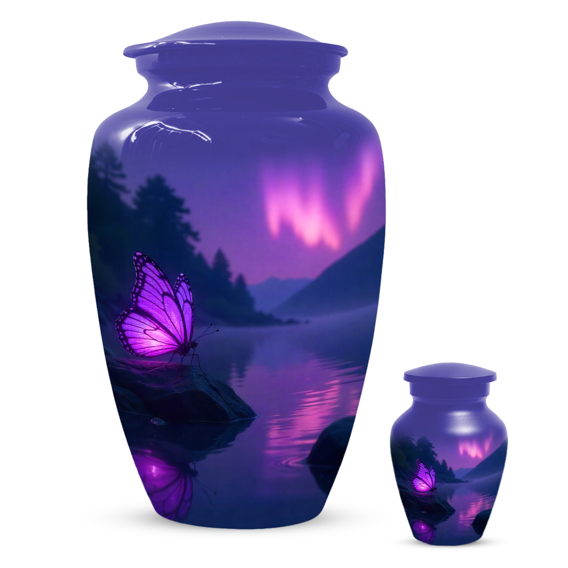 Purple Butterfly Purple Urn for Human Ashes | Elegant Purple Butterfly Cremation Urn for Adult Ashes