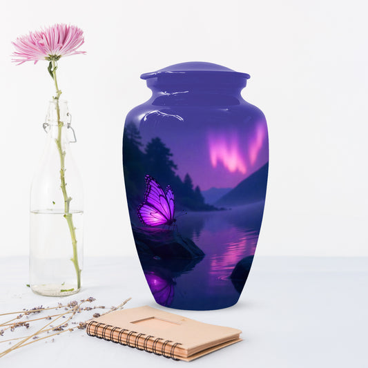 Purple Butterfly Purple Urn for Human Ashes | Elegant Purple Butterfly Cremation Urn for Adult Ashes