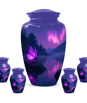 Purple Butterfly Purple Urn for Human Ashes | Elegant Purple Butterfly Cremation Urn for Adult Ashes