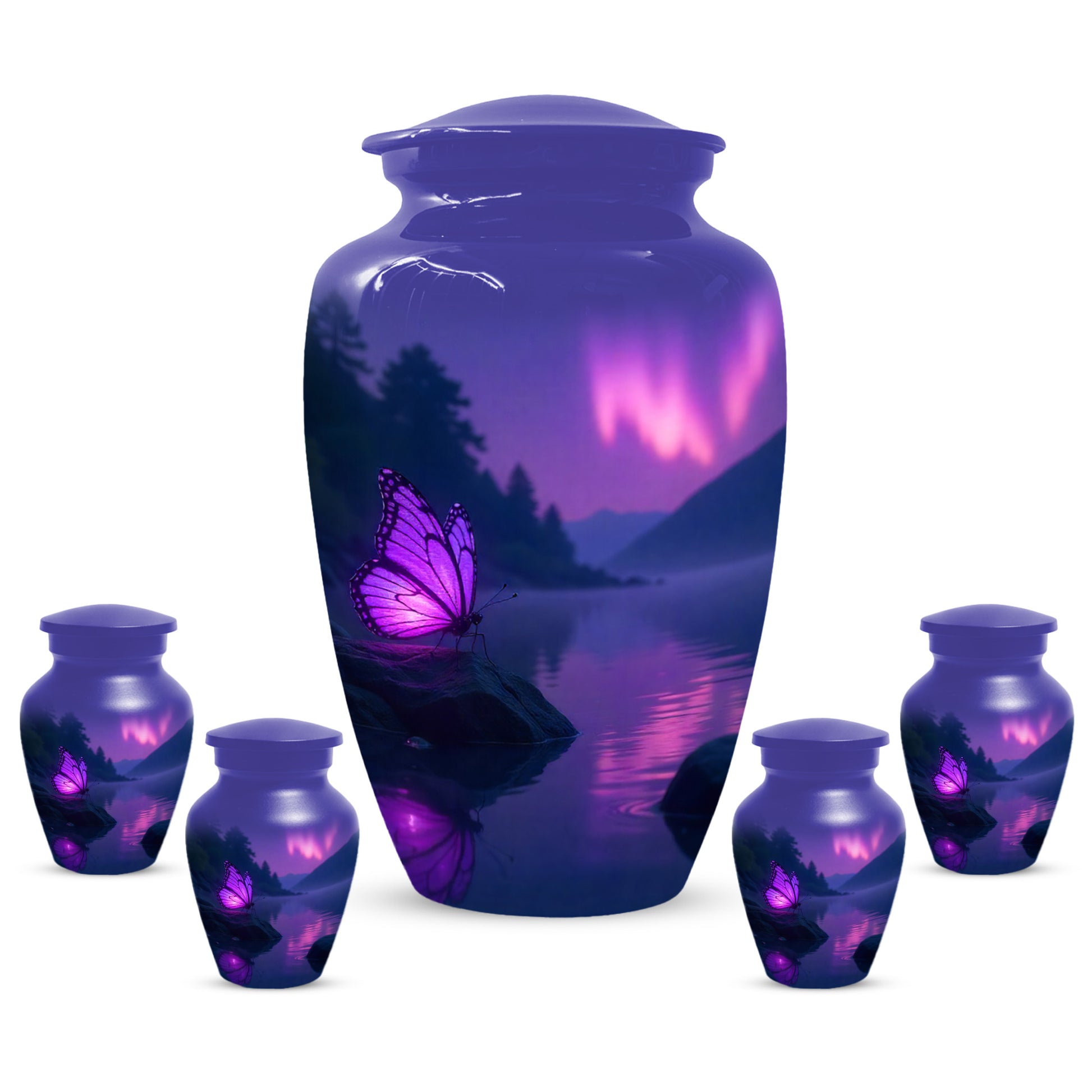 Purple Butterfly Purple Urn for Human Ashes | Elegant Purple Butterfly Cremation Urn for Adult Ashes
