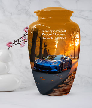 Blue Sports Car Urn for Adult Ashes | Luxury Adult Cremation Urn Memorial