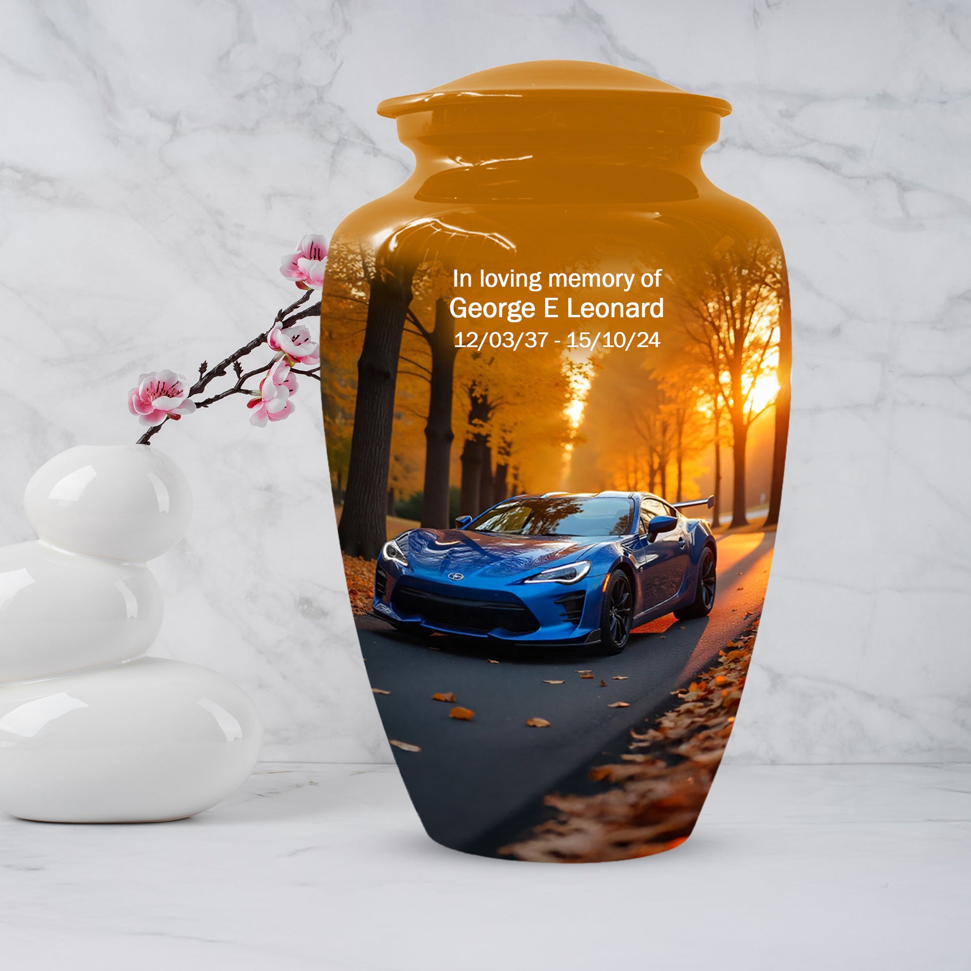 Blue Sports Car Urn for Adult Ashes | Luxury Adult Cremation Urn Memorial