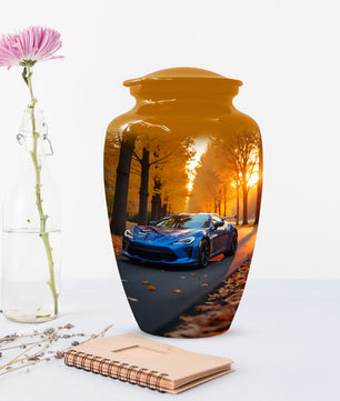 Blue Sports Car Urn for Adult Ashes | Luxury Adult Cremation Urn Memorial