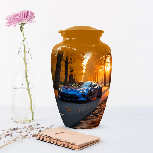 Blue Sports Car Urn for Adult Ashes | Luxury Adult Cremation Urn Memorial