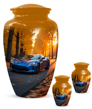 Blue Sports Car Urn for Adult Ashes | Luxury Adult Cremation Urn Memorial