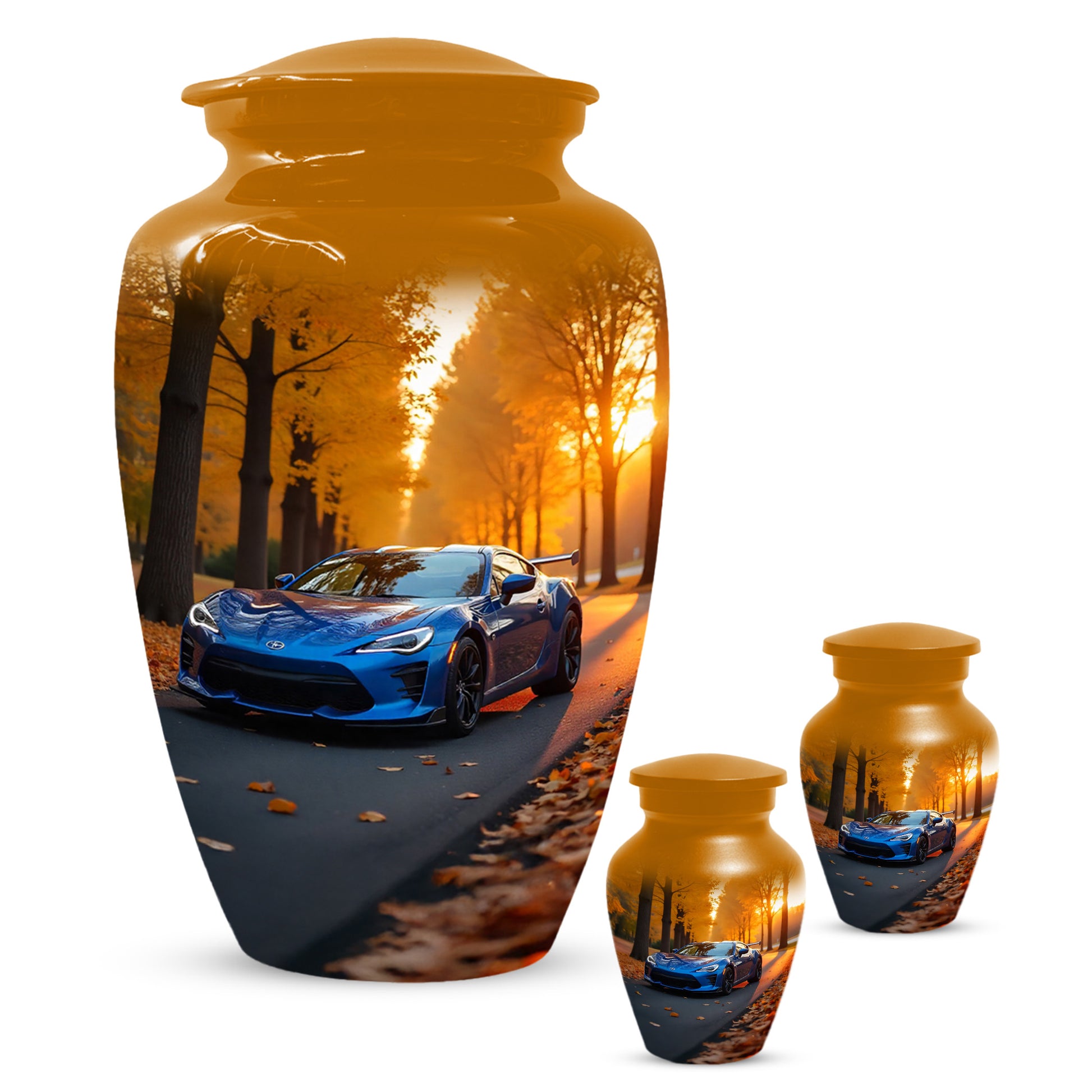 Blue Sports Car Urn for Adult Ashes | Luxury Adult Cremation Urn Memorial