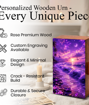 Butterfly Ocean Urn For Ashes - Purple Beach Small Urns For Men and Women