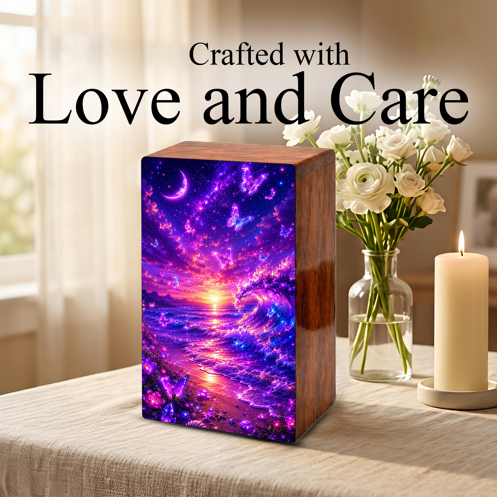 Coastal Ocean Urn For Ashes - Beach Small Keepsake Urns For Men and Women