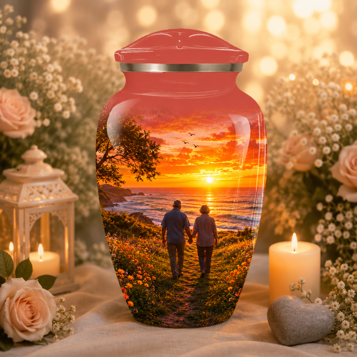 Extra Large Cremation Urn For Couples Ashes - Custom Companion Urns For Mom and Dad