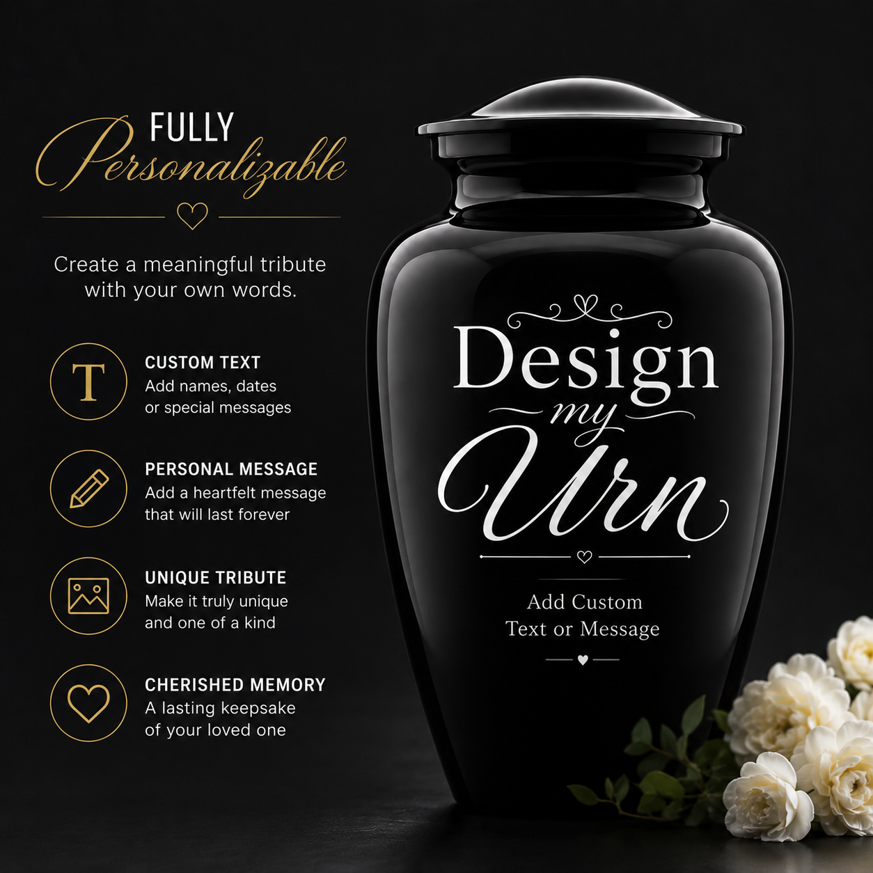 Personalized Photo Urn For Ashes, Custom Text Cremation Urn, Create One of Kind Memorial Urn
