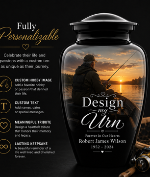 Personalized Photo Urn For Ashes, Custom Text Cremation Urn, Create One of Kind Memorial Urn