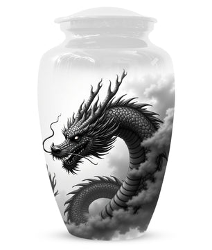 Black & White Dragon Keepsake Urn for Ashes – Dragon Cremation Urn | Memorial Urn for Adult Ashes