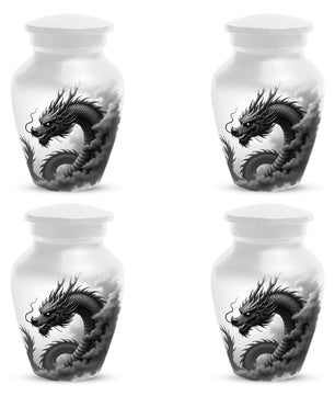 Black & White Dragon Keepsake Urn for Ashes – Dragon Cremation Urn | Memorial Urn for Adult Ashes