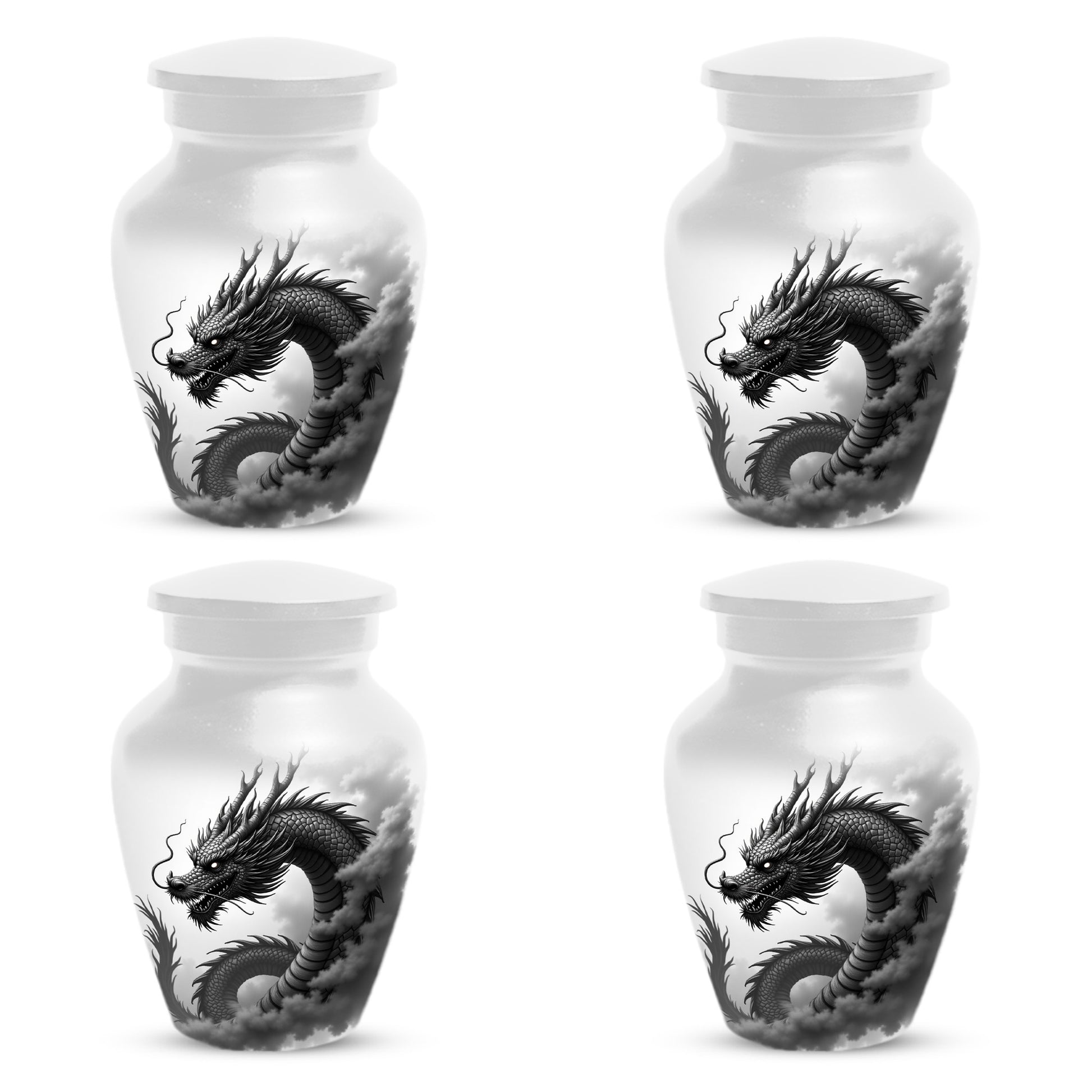 Black & White Dragon Keepsake Urn for Ashes – Dragon Cremation Urn | Memorial Urn for Adult Ashes