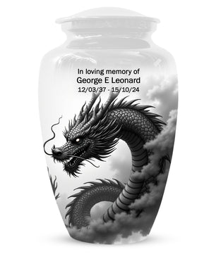 Black & White Dragon Keepsake Urn for Ashes – Dragon Cremation Urn | Memorial Urn for Adult Ashes