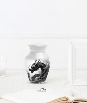 Black & White Dragon Keepsake Urn for Ashes – Dragon Cremation Urn | Memorial Urn for Adult Ashes
