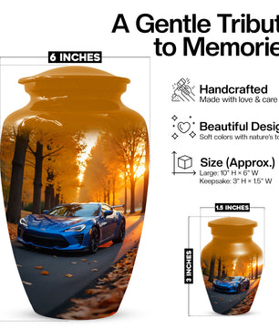 Blue Sports Car Urn for Adult Ashes | Luxury Adult Cremation Urn Memorial