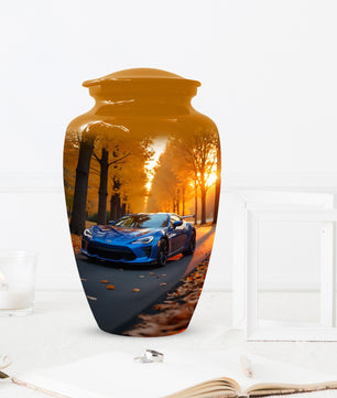 Blue Sports Car Urn for Adult Ashes | Luxury Adult Cremation Urn Memorial