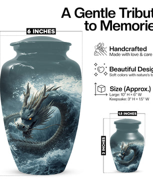 Dragon Urn for Human Ashes | Adult Cremation Urn for Dad | Japanese Dragon Funeral Urn