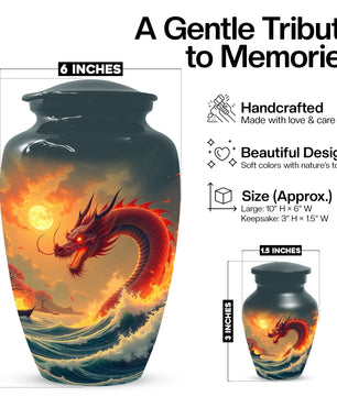 Sea Dragon Urn for Human Ashes | Adult Cremation Urn | Ocean Dragon Memorial Funeral Urn