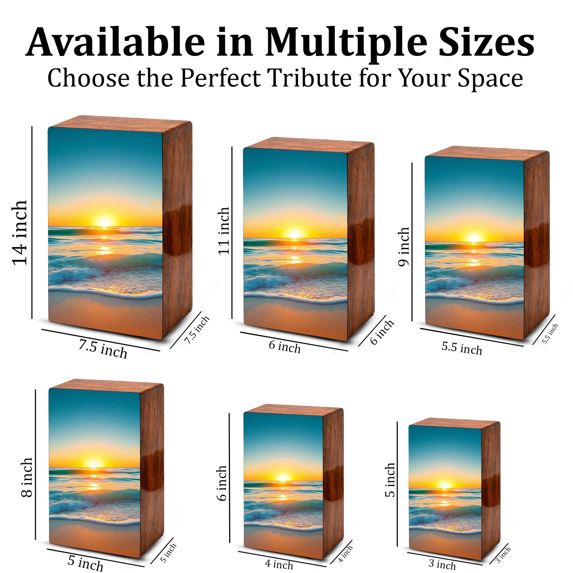 Sunset Beach Urn – Ocean Sunset Memorial Keepsake Urns for Human Ashes