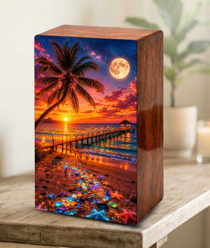 Beach Themed Mini Urn – Moonlit Ocean Memorial Urn for Human Ashes