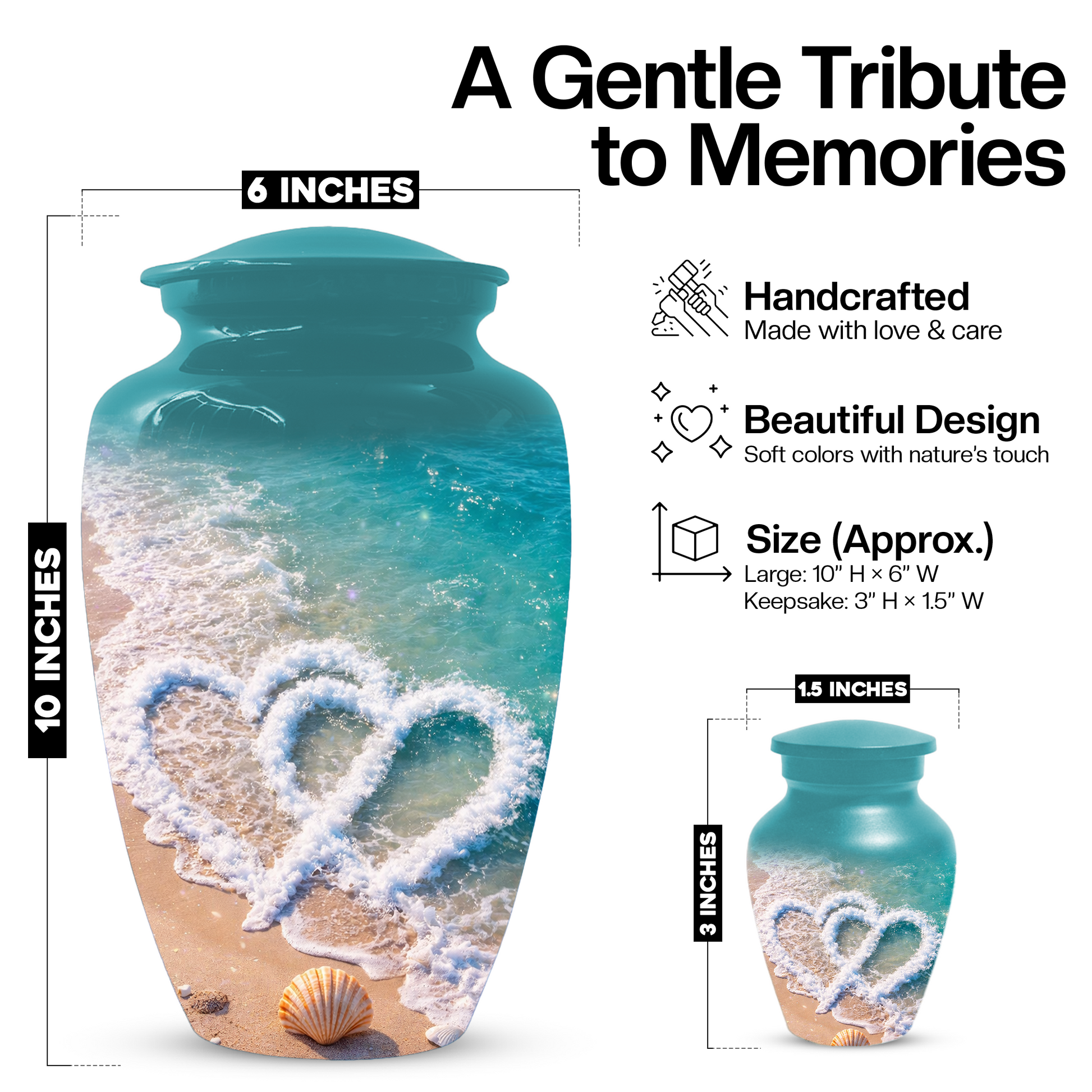 Beach Cremation Urn for Ashes | Personalized Ocean Memorial Urn for Mom