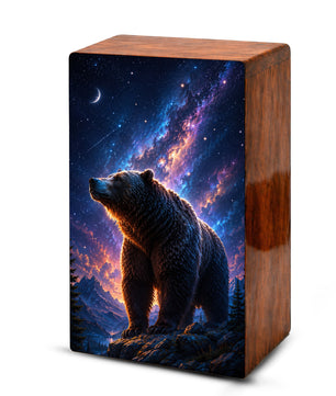 Bear Memorial Urn For Ashes Male - Cosmic Cremation Urns For Dad