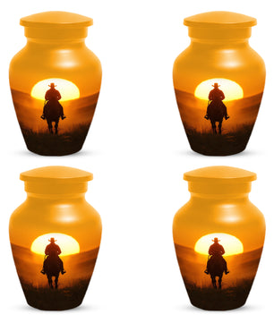 Cowboy Sunset Urn for Adult Ashes | Western Cowboy Cremation Urn for Dad & Men