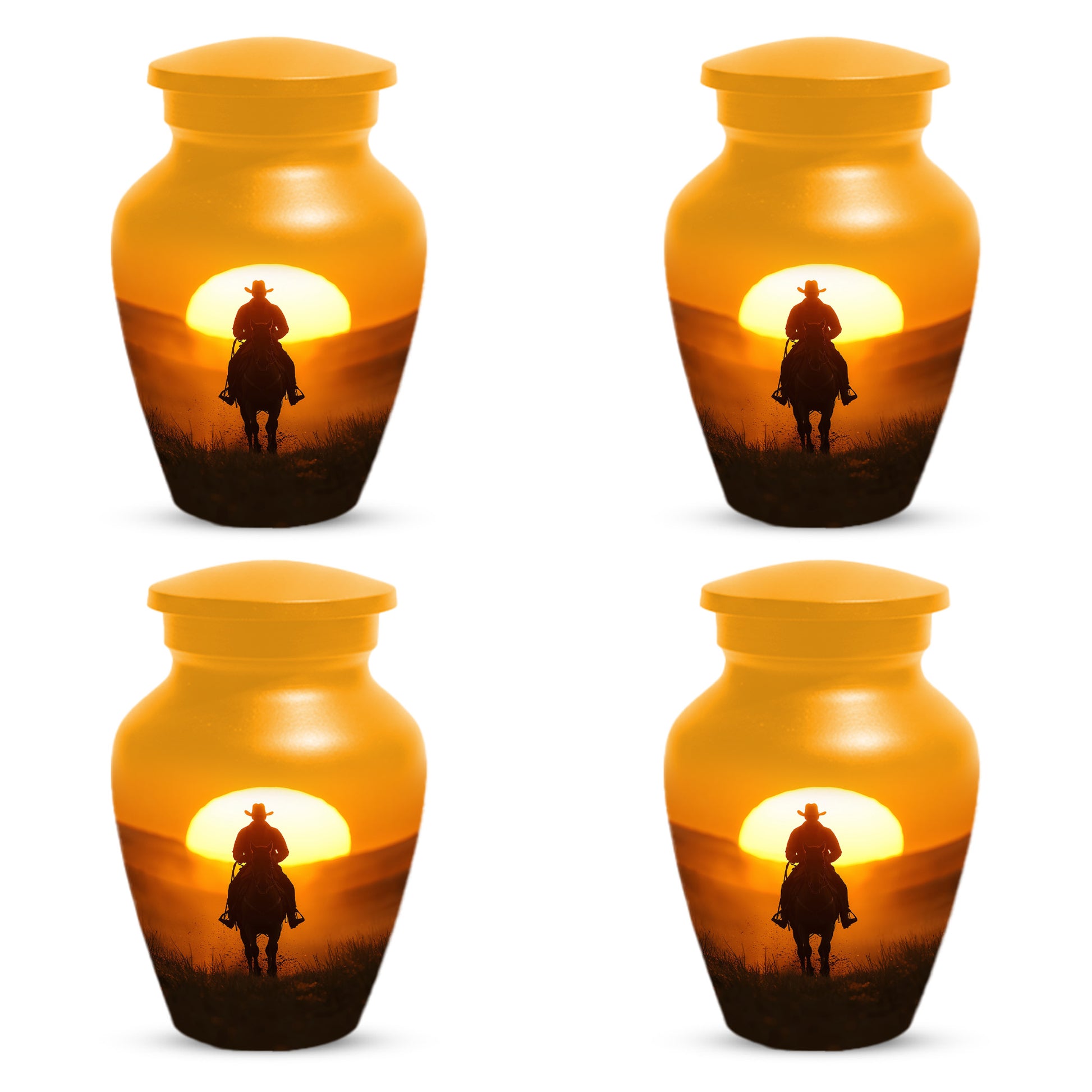 Cowboy Sunset Urn for Adult Ashes | Western Cowboy Cremation Urn for Dad & Men