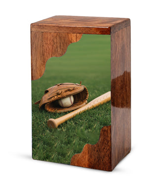 Baseball Legacy Wooden Cremation Urn – Baseball Memorial Wooden Urn for Human Ashes