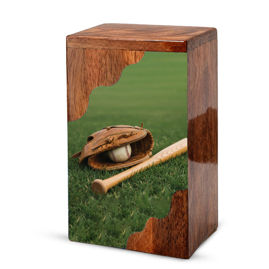 Baseball Legacy Wooden Cremation Urn – Baseball Memorial Wooden Urn for Human Ashes