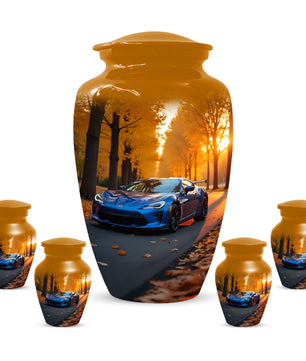 Blue Sports Car Urn for Adult Ashes | Luxury Adult Cremation Urn Memorial