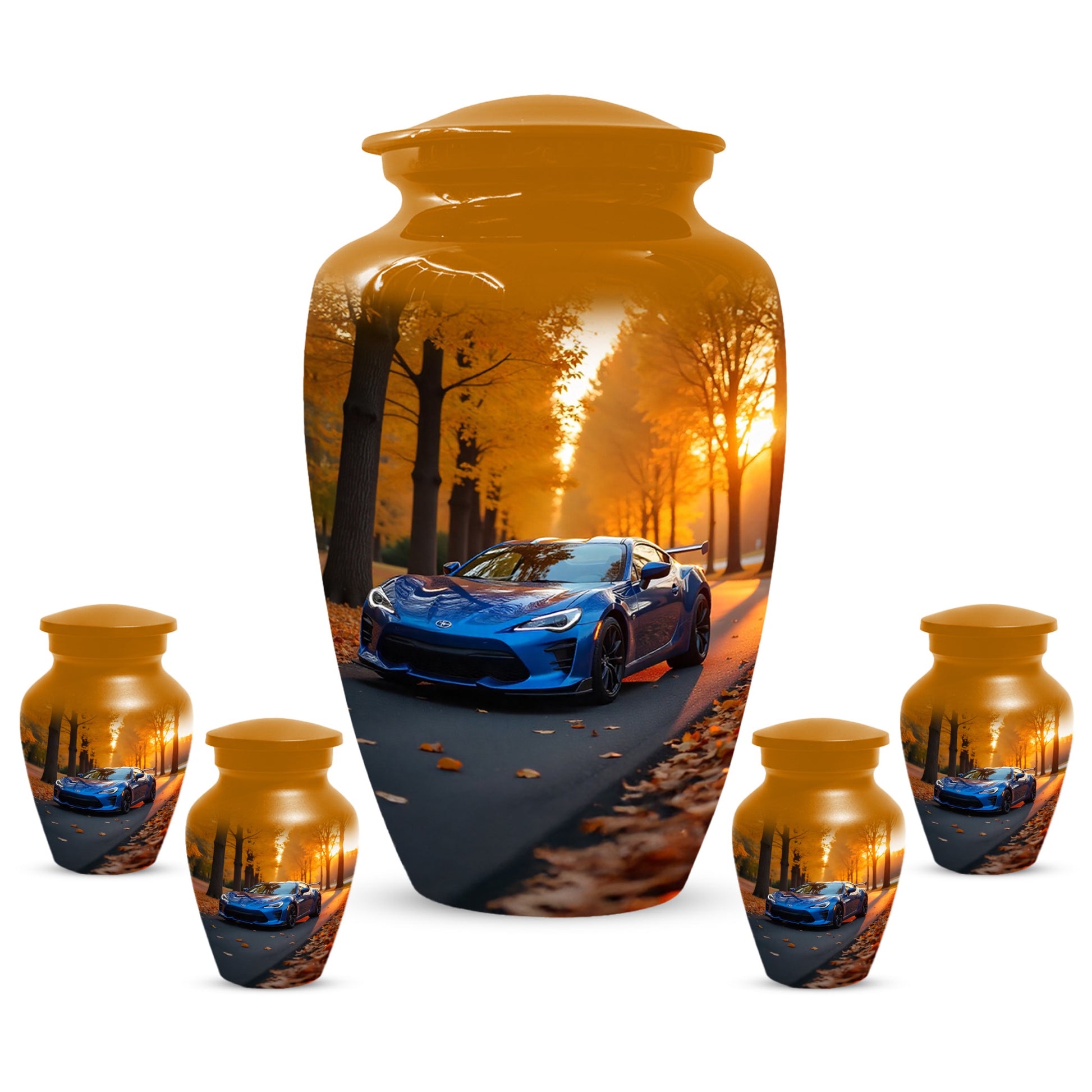 Blue Sports Car Urn for Adult Ashes | Luxury Adult Cremation Urn Memorial