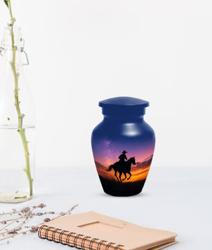 Cowboy Sunset Urn for Adult Ashes | Western Cowboy Urn for Dad