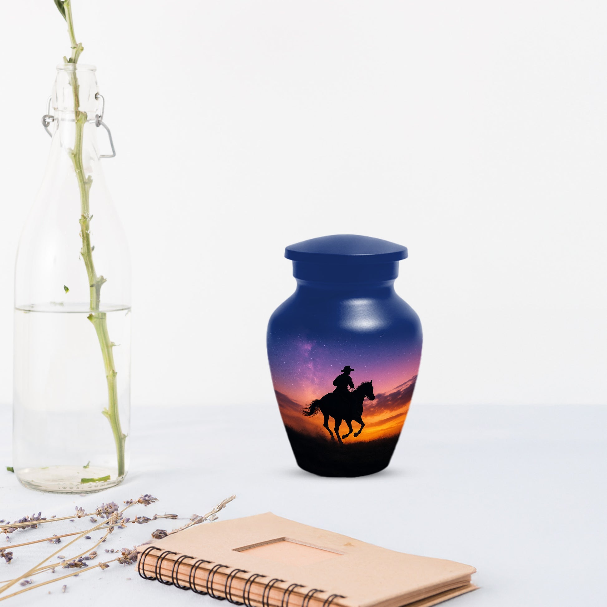 Cowboy Sunset Urn for Adult Ashes | Western Cowboy Urn for Dad