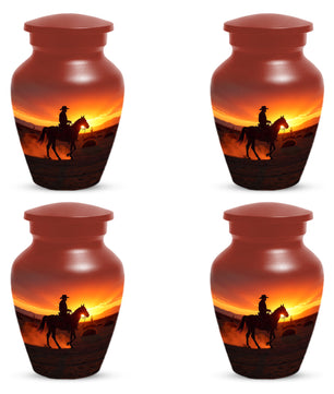 Cowboy Sunset Urn for Adult Ashes | Western Urn | Cowboy Urn for Dad