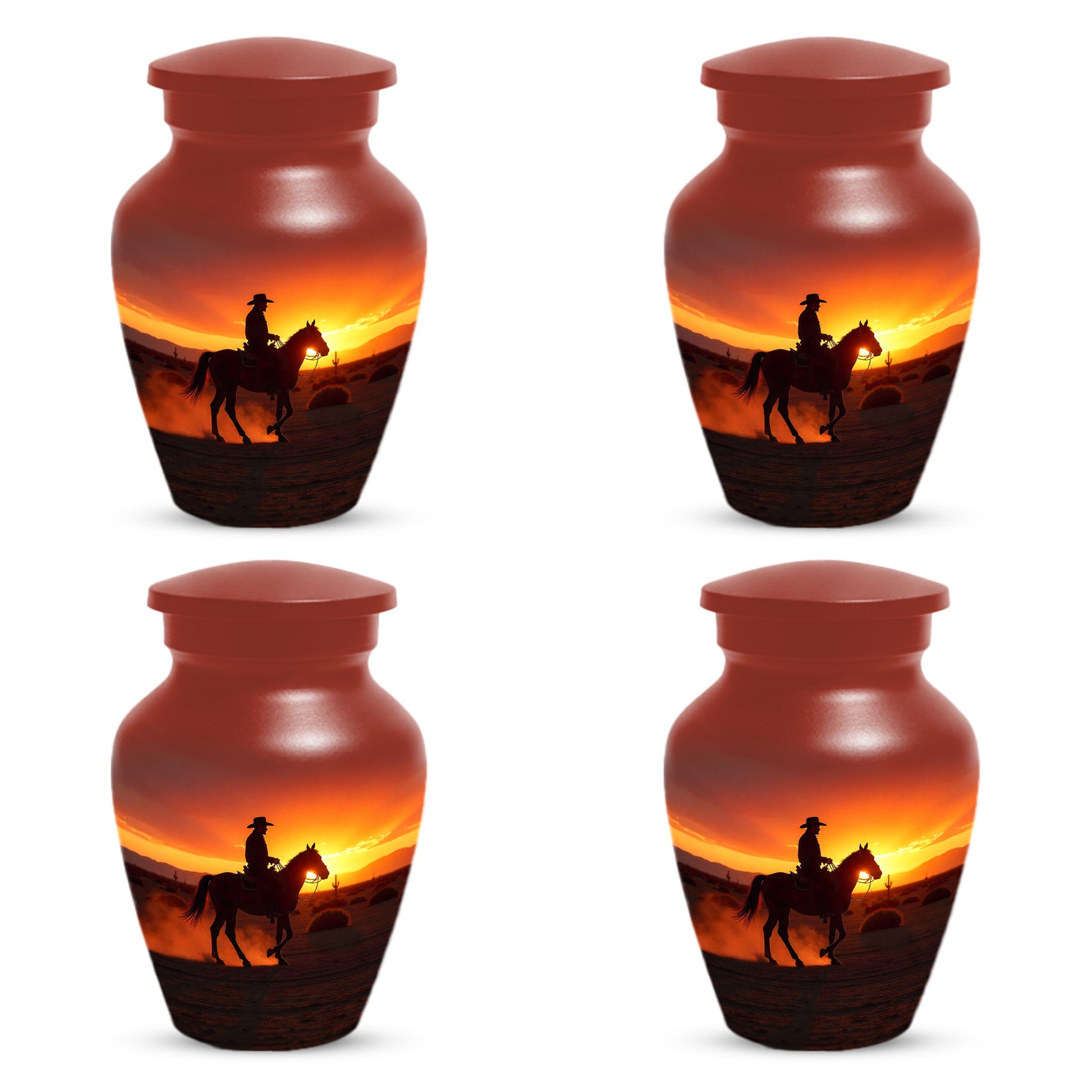 Cowboy Sunset Urn for Adult Ashes | Western Urn | Cowboy Urn for Dad